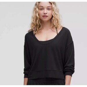 Lululemon BeCalm Scoop-Neck Pullover Top size Small Fleece Sweatshirt Black NWT